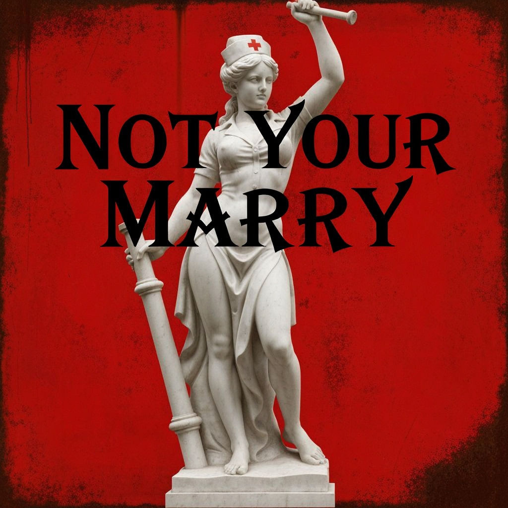 Marble Statue of Victorious Nurse with Iron Pipe