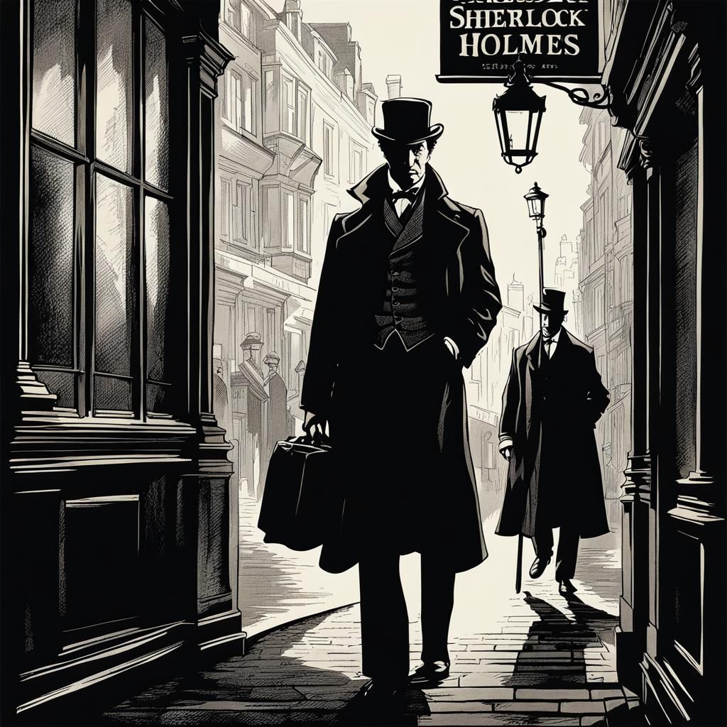 Sherlock Holmes Hand-Drawn Illustration in Duotone