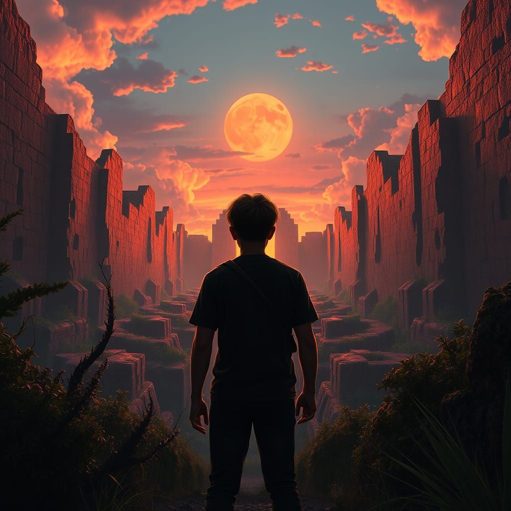 Ancient Maze Beckons Teen Heroes at Sunset