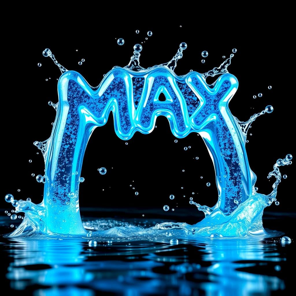 MAX Letters in Sparkling Blue Bubble Water