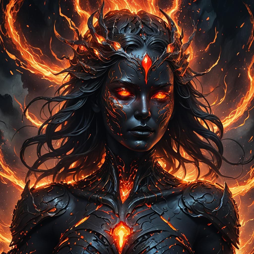 Molten Metal Goddess in High-Fantasy Digital Art