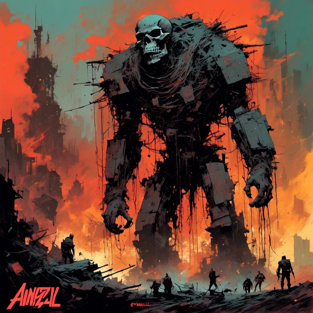 Epic Heavy Metal Album Cover in Pop Art Style