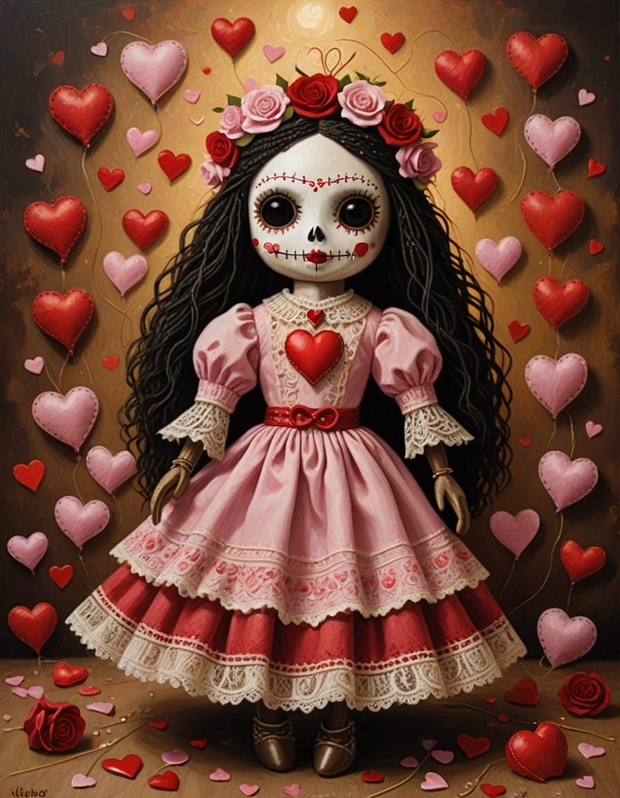 Romantic New Orleans Folk Witchcraft Voodoo Doll in Whimsica...