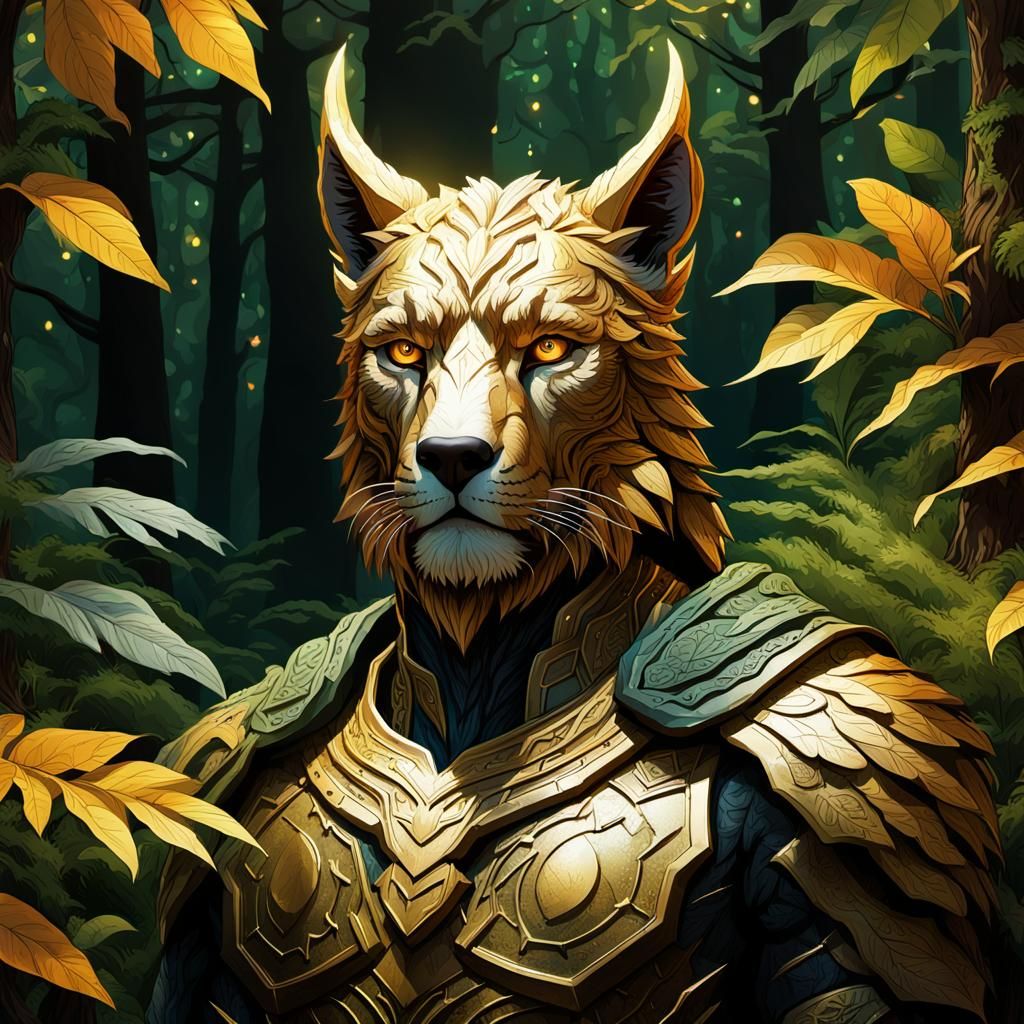 Fantasy Forest Guardian in Hyperrealistic Style