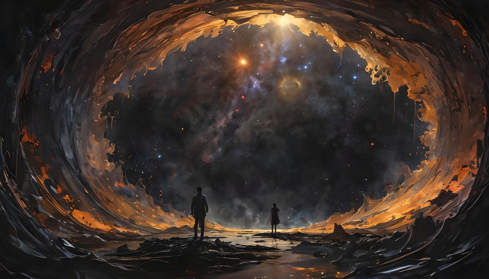 Cosmic Black Hole in Watercolour Fairy Tale Style