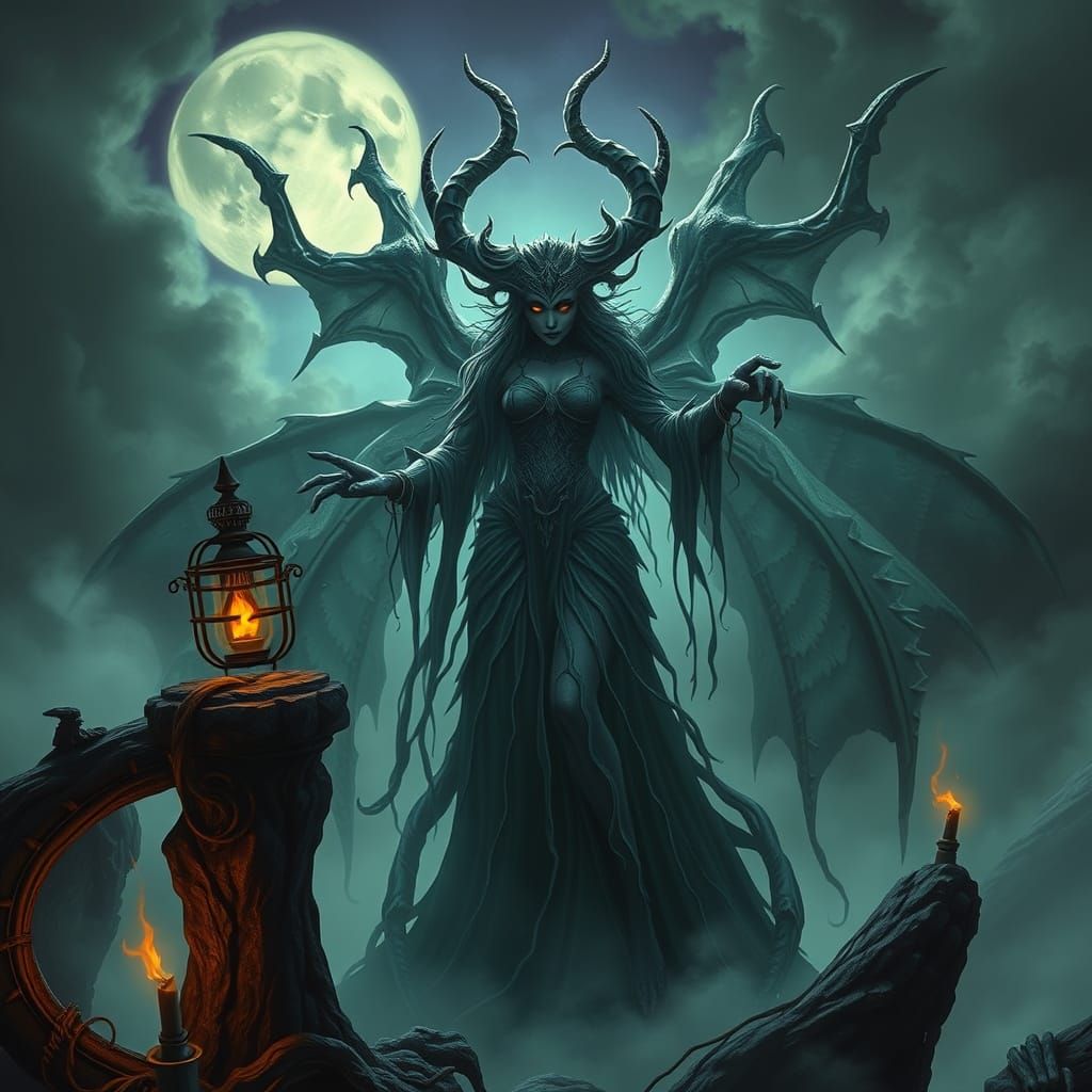 Goddess from folklore and mythology, an eerie, spooky, eldri...