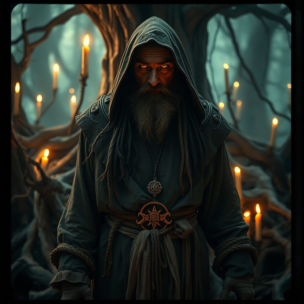 Mystical Pagan Warlock in Haunting, Cinematic Beauty