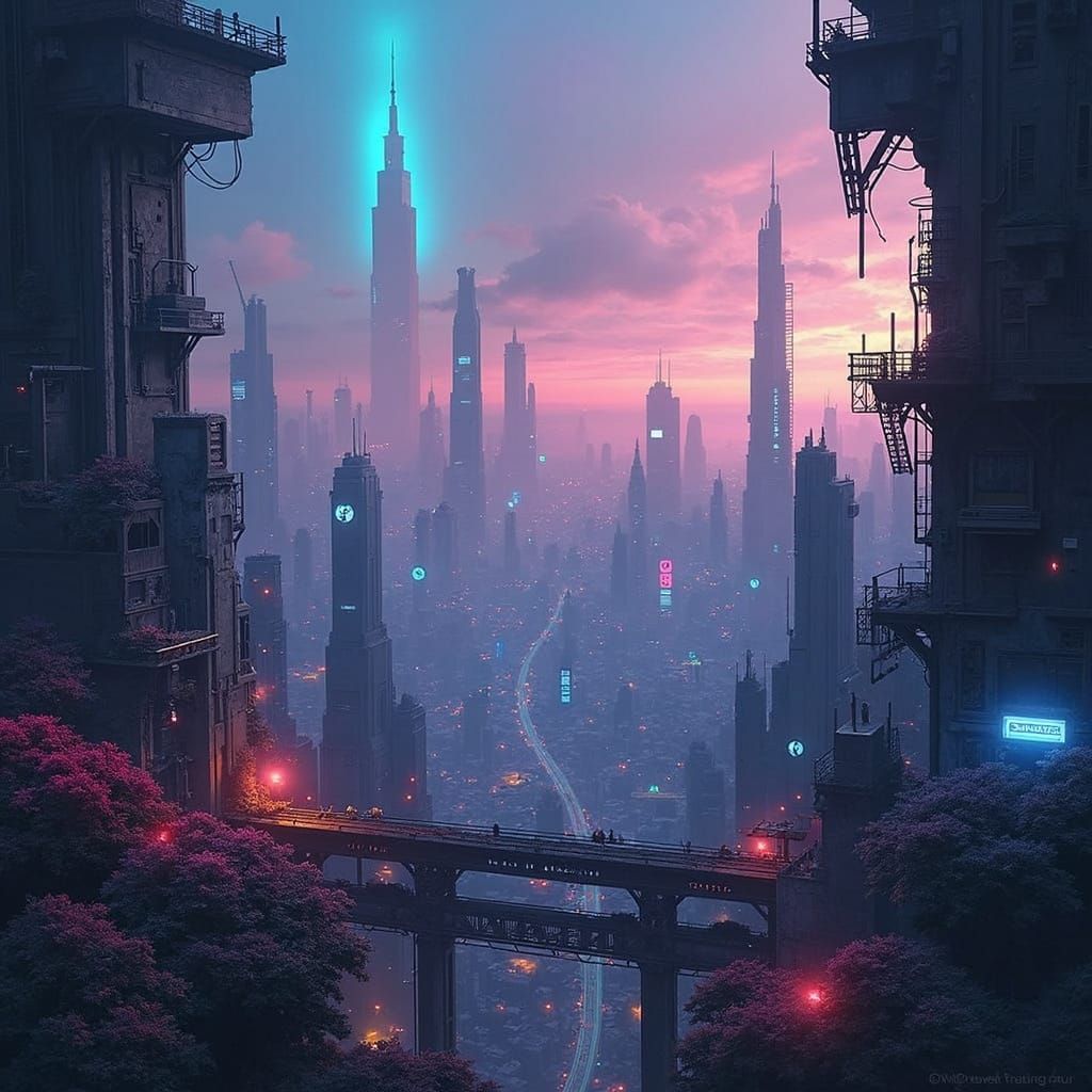 Dystopian Metropolis: A Cyberpunk Cityscape