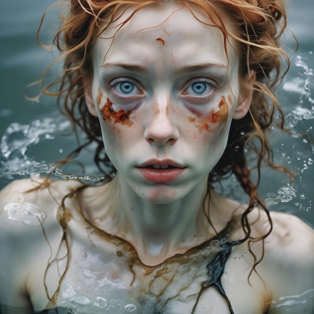 Selkie Woman: Mythological Portrait in Watercolor Style