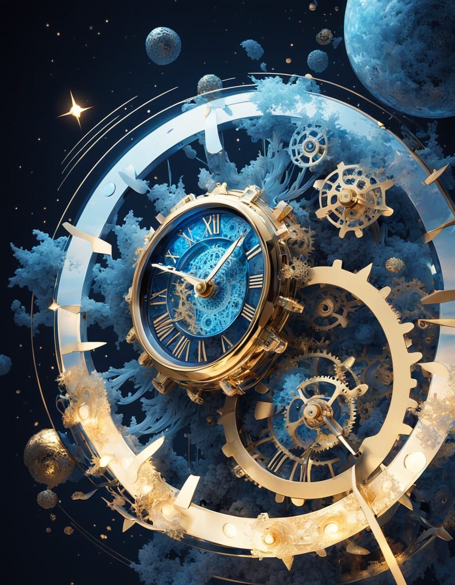 Ethereal Timekeeper in Cosmic Whirlwind