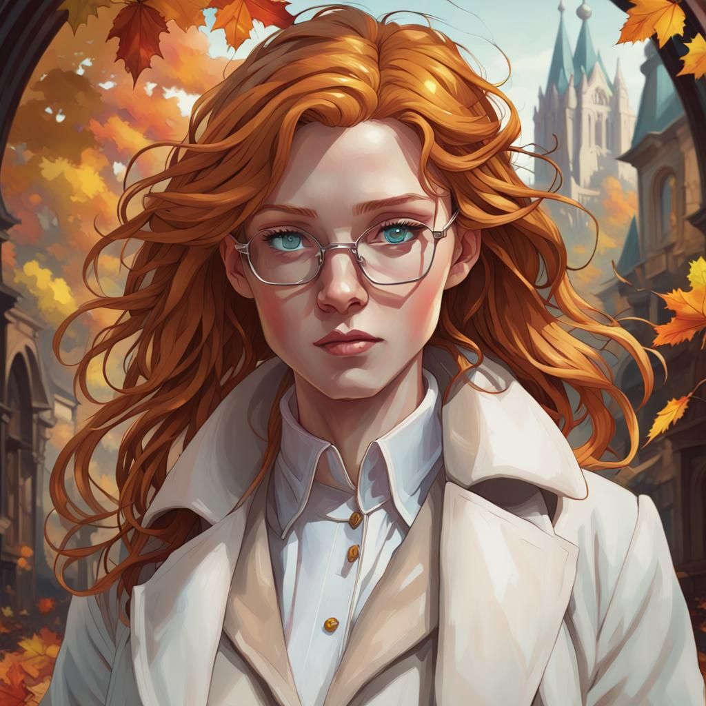 Tarot Card Featuring Ginger Woman in Autumn Colors