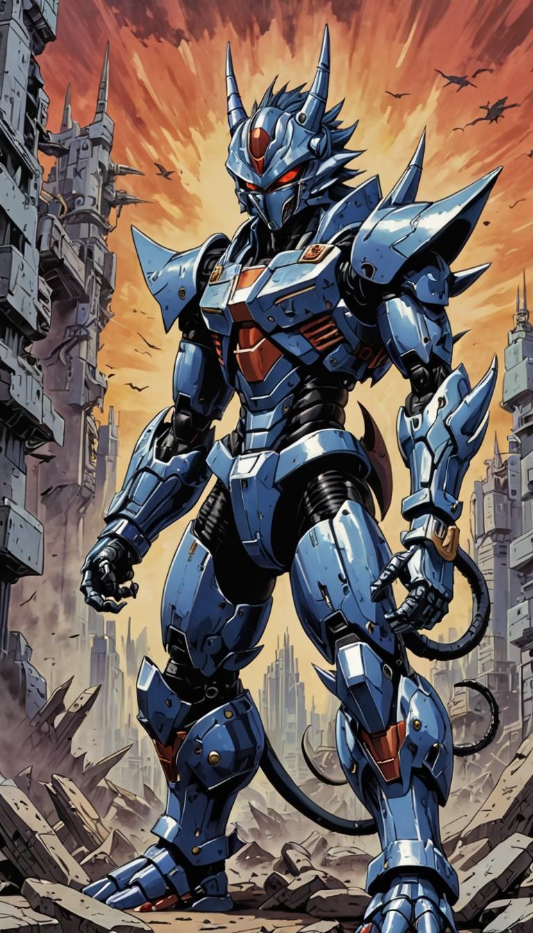 Cybernetic Saiyan Feline Warrior in Anime Style