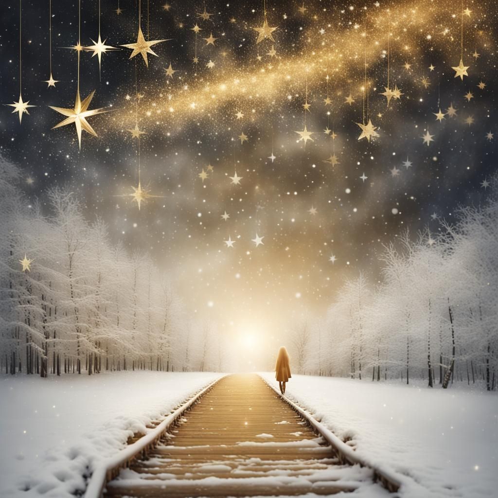 Surreal Christmas Journey in White and Gold