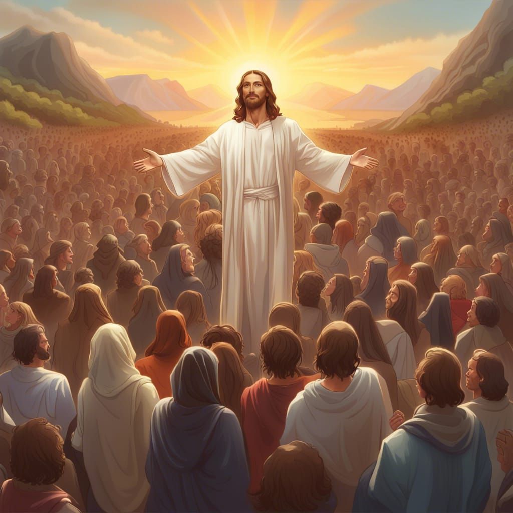 Jesus Christ Preaching: Detailed Digital Painting