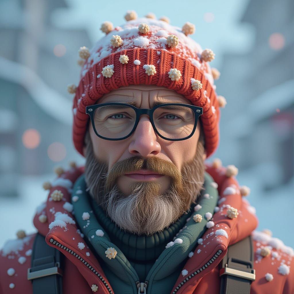 Person in Beanie Portrait, Neo-Dada Digital Art