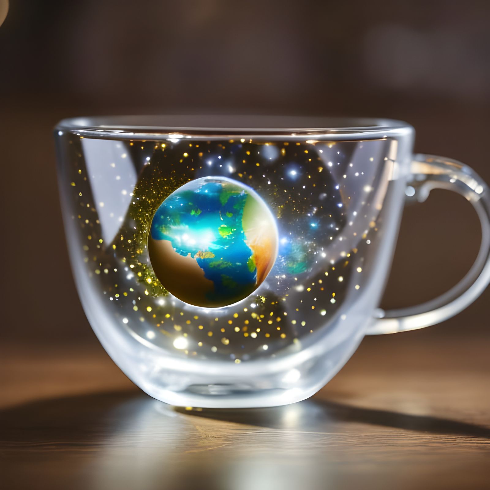 Teacup Planetarium: Earth and Moon in Glass