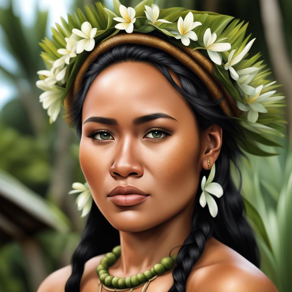 Beautiful Micronesian Woman, Realistic Portrait