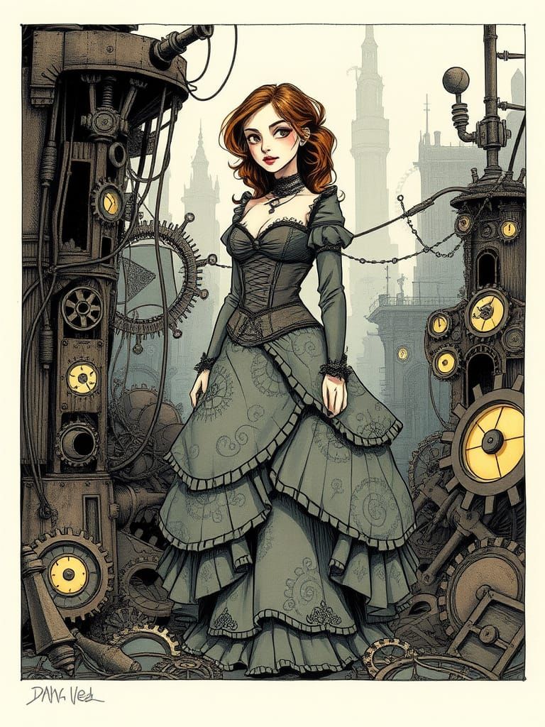 Steampunk Maiden in Ruins