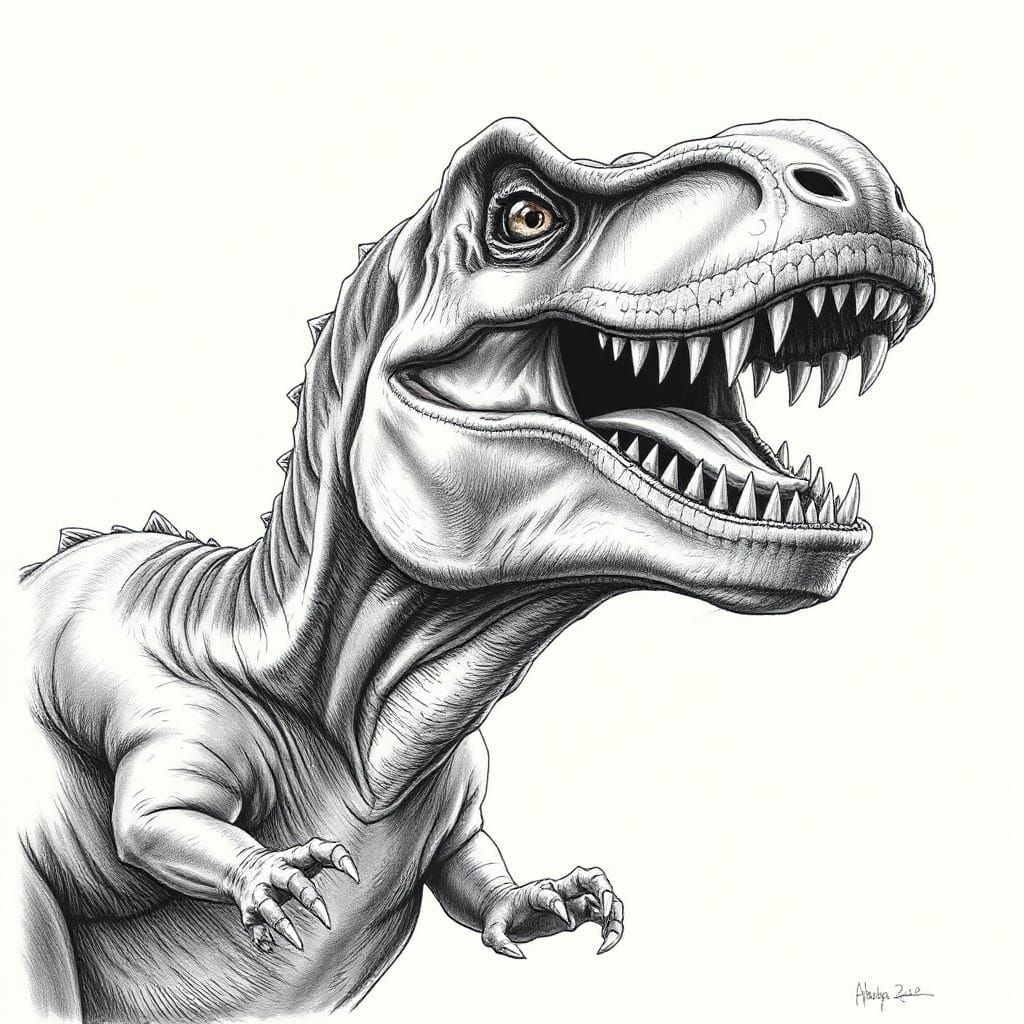 Tyrannosaurus Rex Pencil Portrait