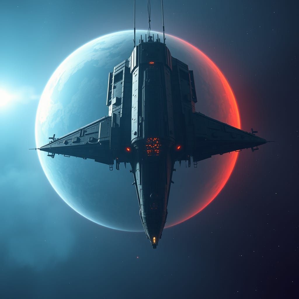 Black Spaceport in orbit of a gas giant planet