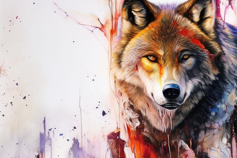 Wolf and Bear Battle in Hyperdetailed Fantasy Art