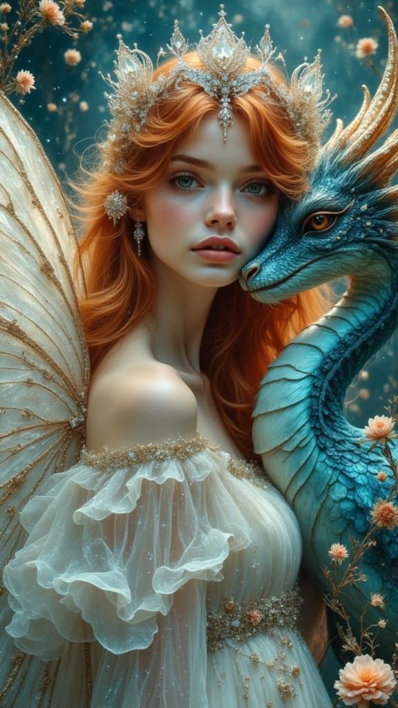Enchanting Fairy and Dragon in Ethereal Landscape