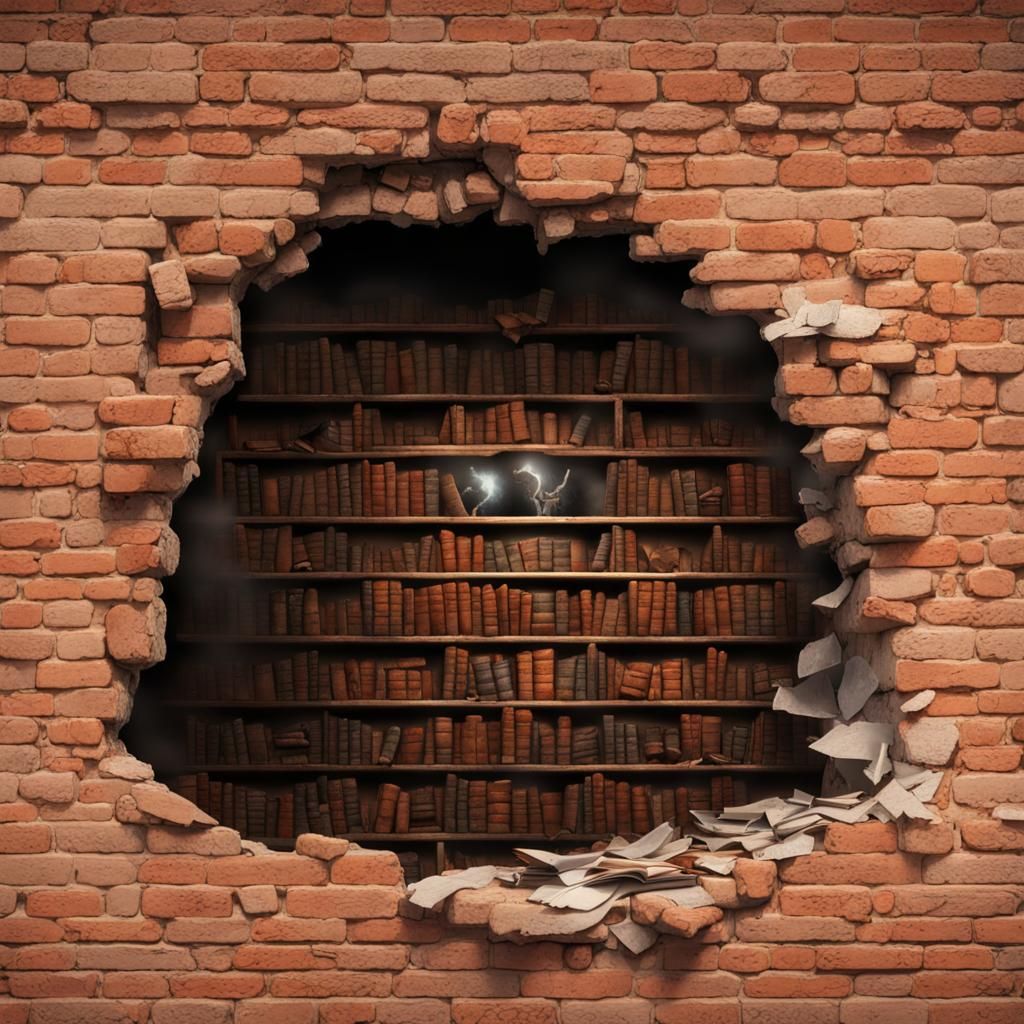 Hidden Fantasy Library Revealed Through Brick Wall