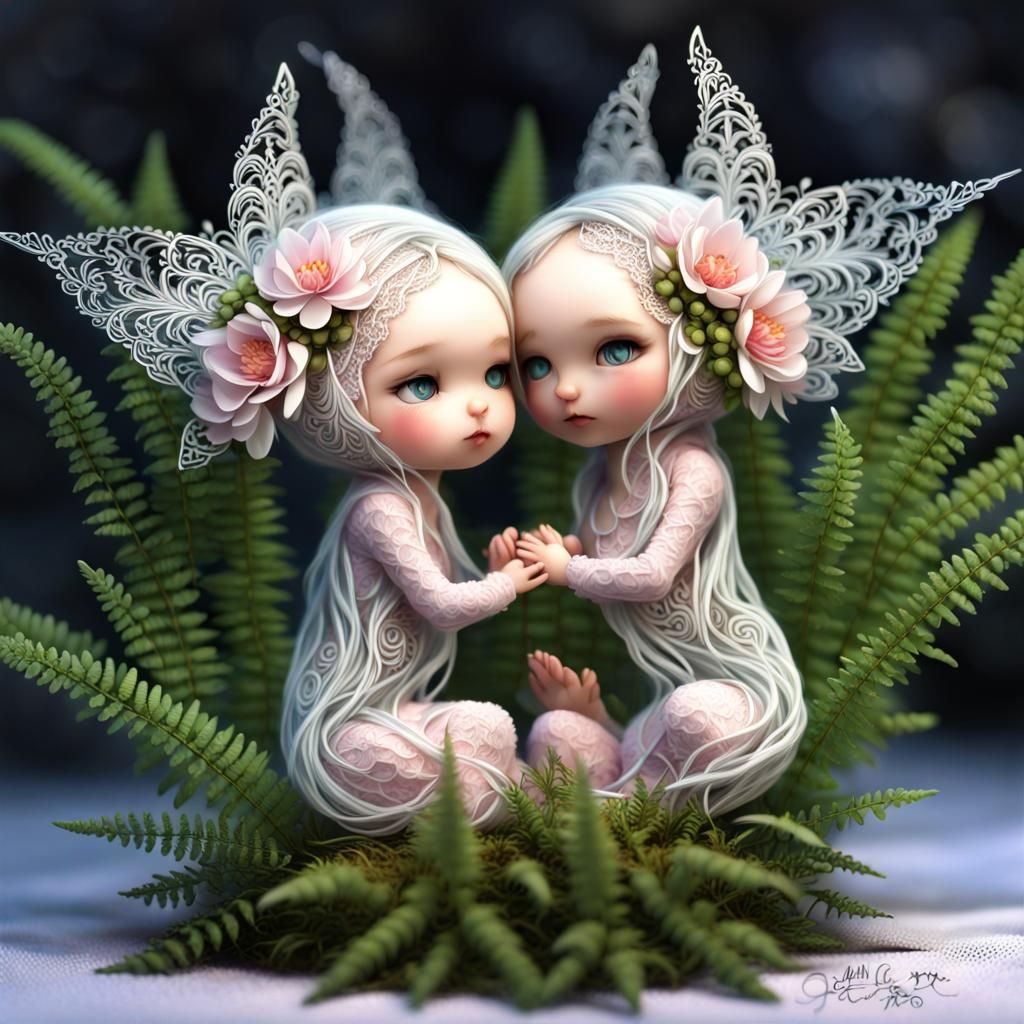Magical Newborn Elven Twins in Orchid Treehouse