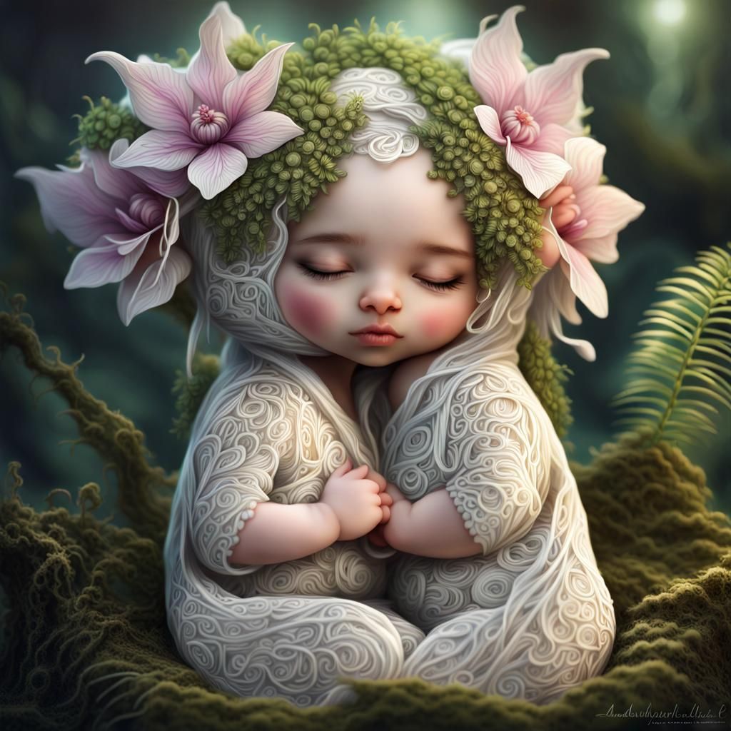 Exquisite Newborn Elven Twins in Orchid Treehouse