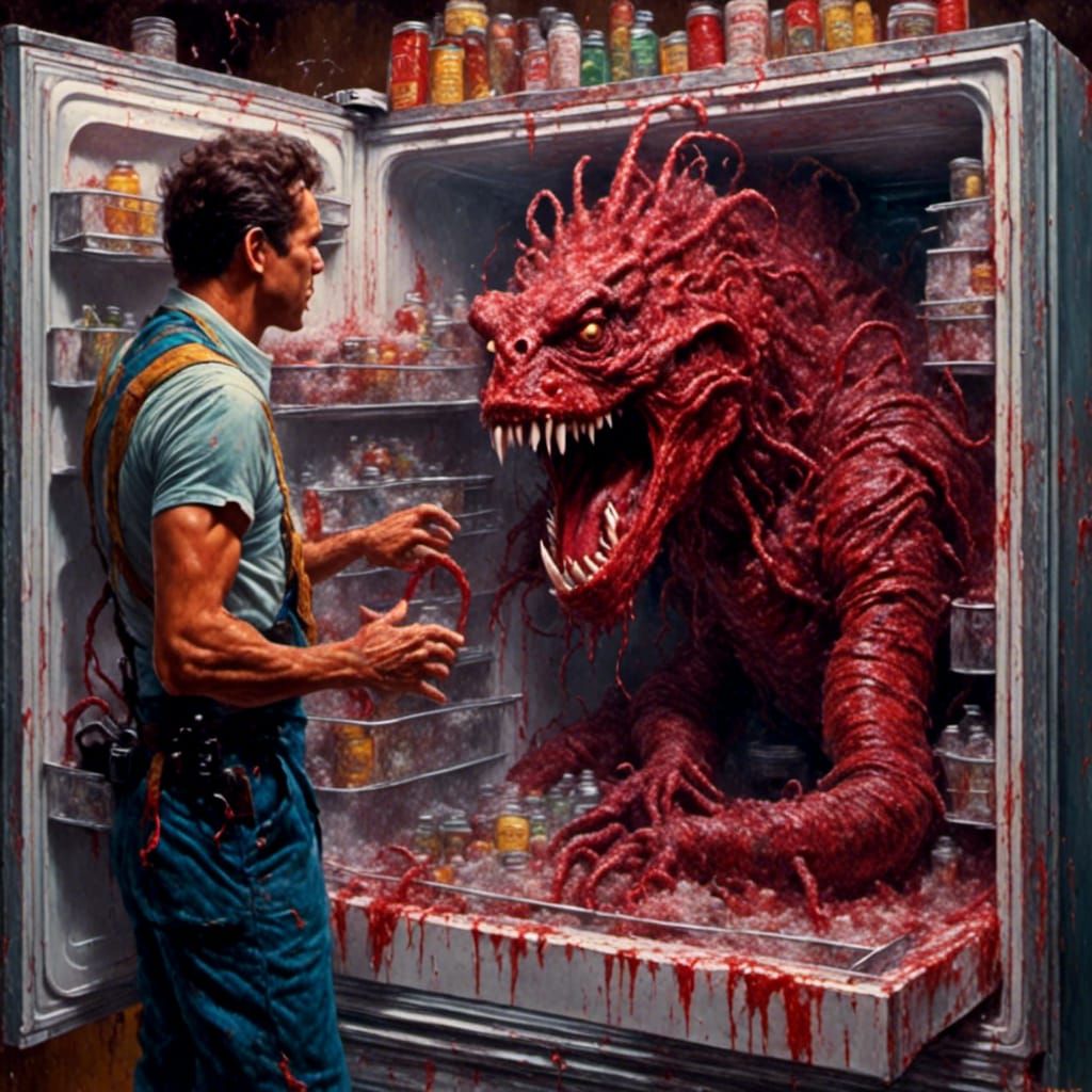 Zuul in a Fridge: Oil Painting Portrait