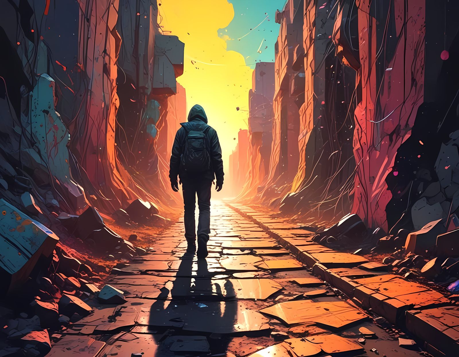 Psychedelic Canyon Landscape in Vibrant Comic Book Style