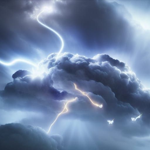 Electric Dragon Cloud in Digital Matte Painting Style