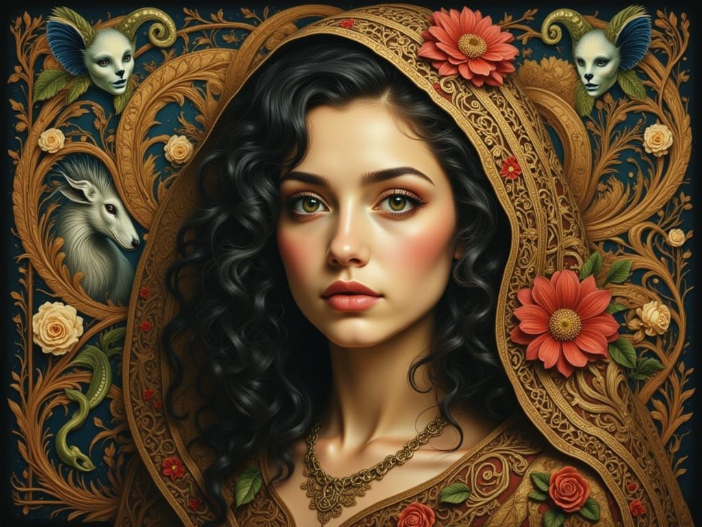 Person with Spirit Animal in Epic Fantasy Style