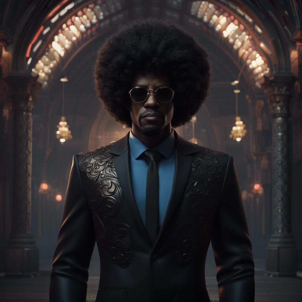 Black Man in Suit: Detailed Fantasy Concept Art