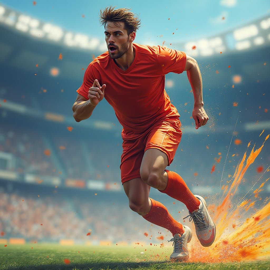 Dynamic Athlete in Motion: Digital Art Illustration