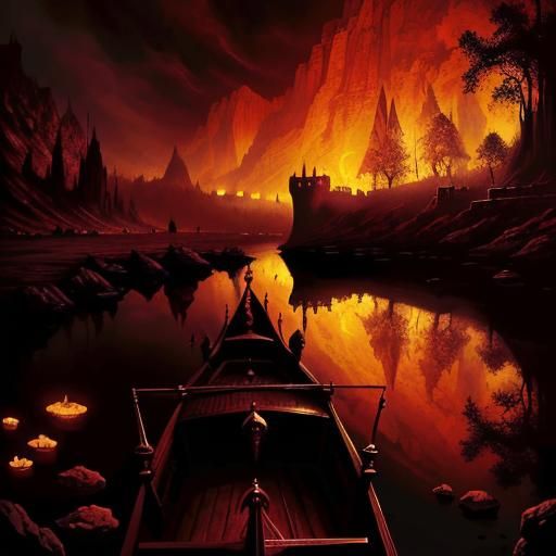 Dracula's Castle Horror Landscape in Oil Painting Style