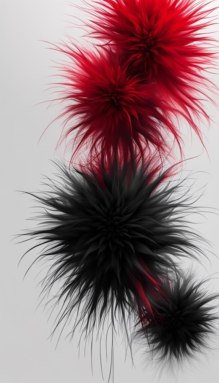 Minimalist Fuzzy Art in Black and Crimson