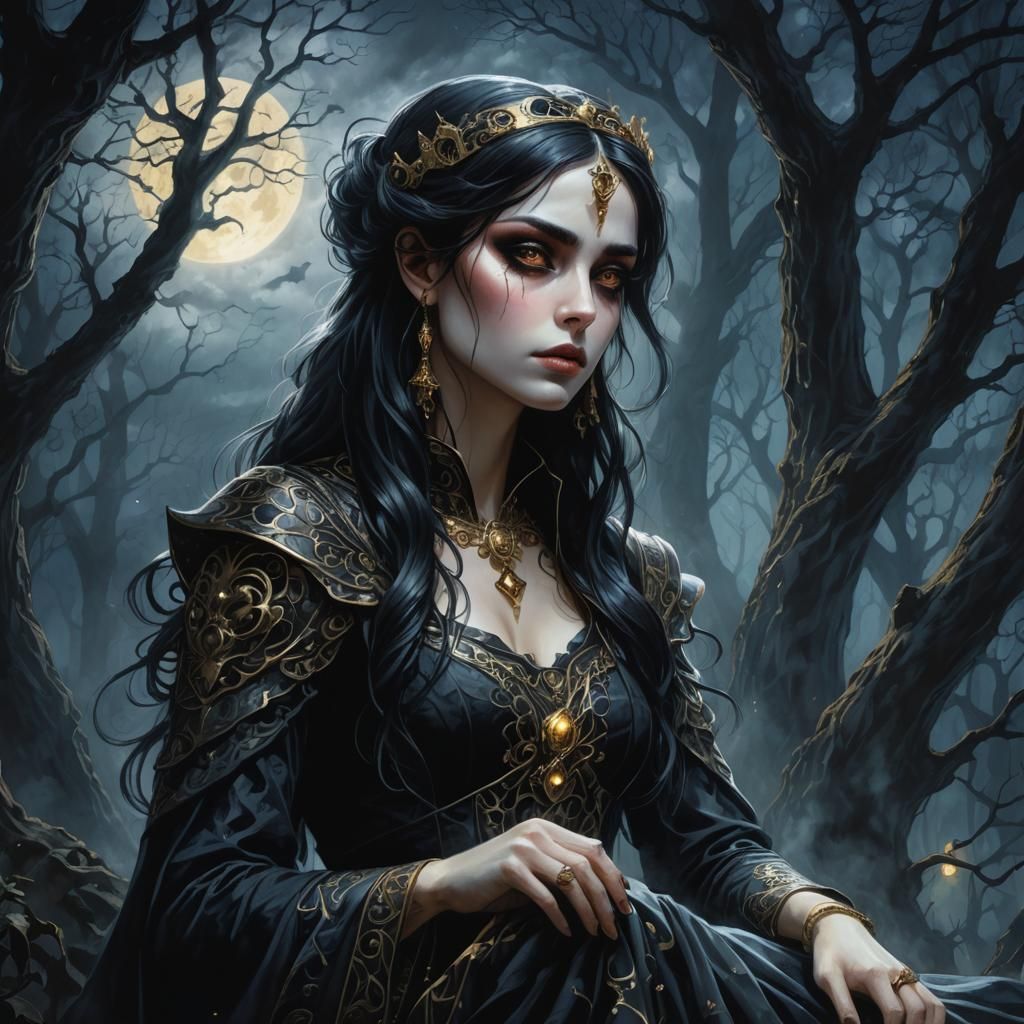 Gothic Emo Queen Portrait in Dark Fantasy Style