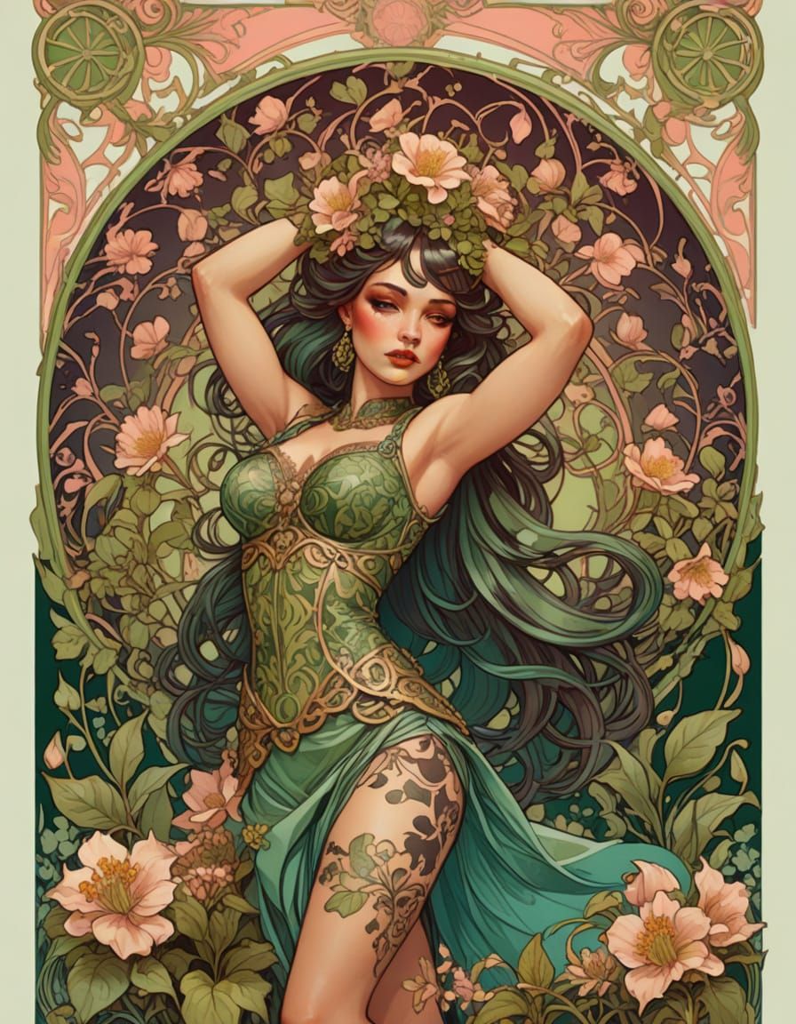 Punk Pin-Up Lady in Whimsical Spring Florals