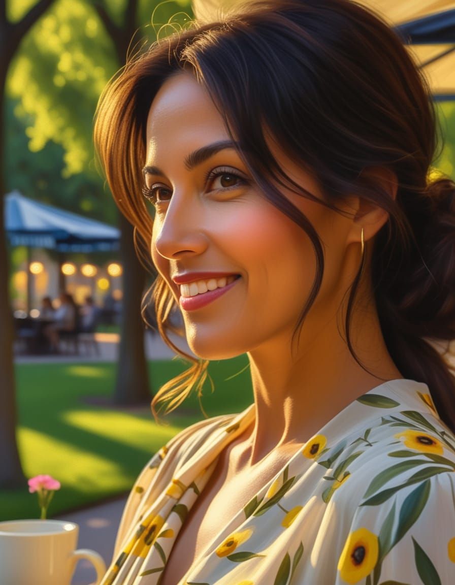 Woman Walking in Park, Impressionist Oil Painting