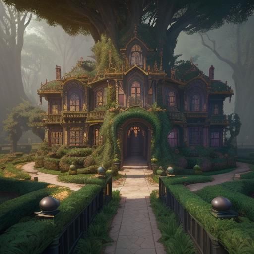 Detailed Hedge Maze Fantasy Concept Art