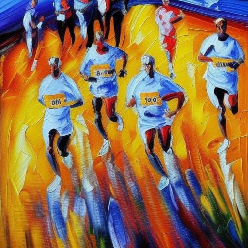 men running a race