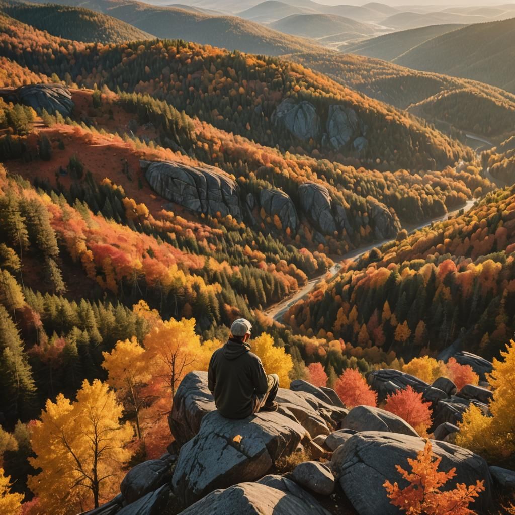 Forested Hillside in Autumn Colors: Landscape Photography