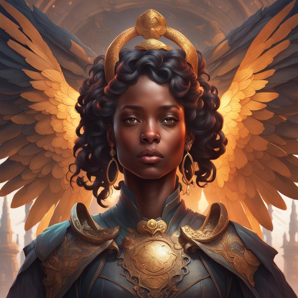 Angelic Portrait in Hyperdetailed Art Nouveau Style