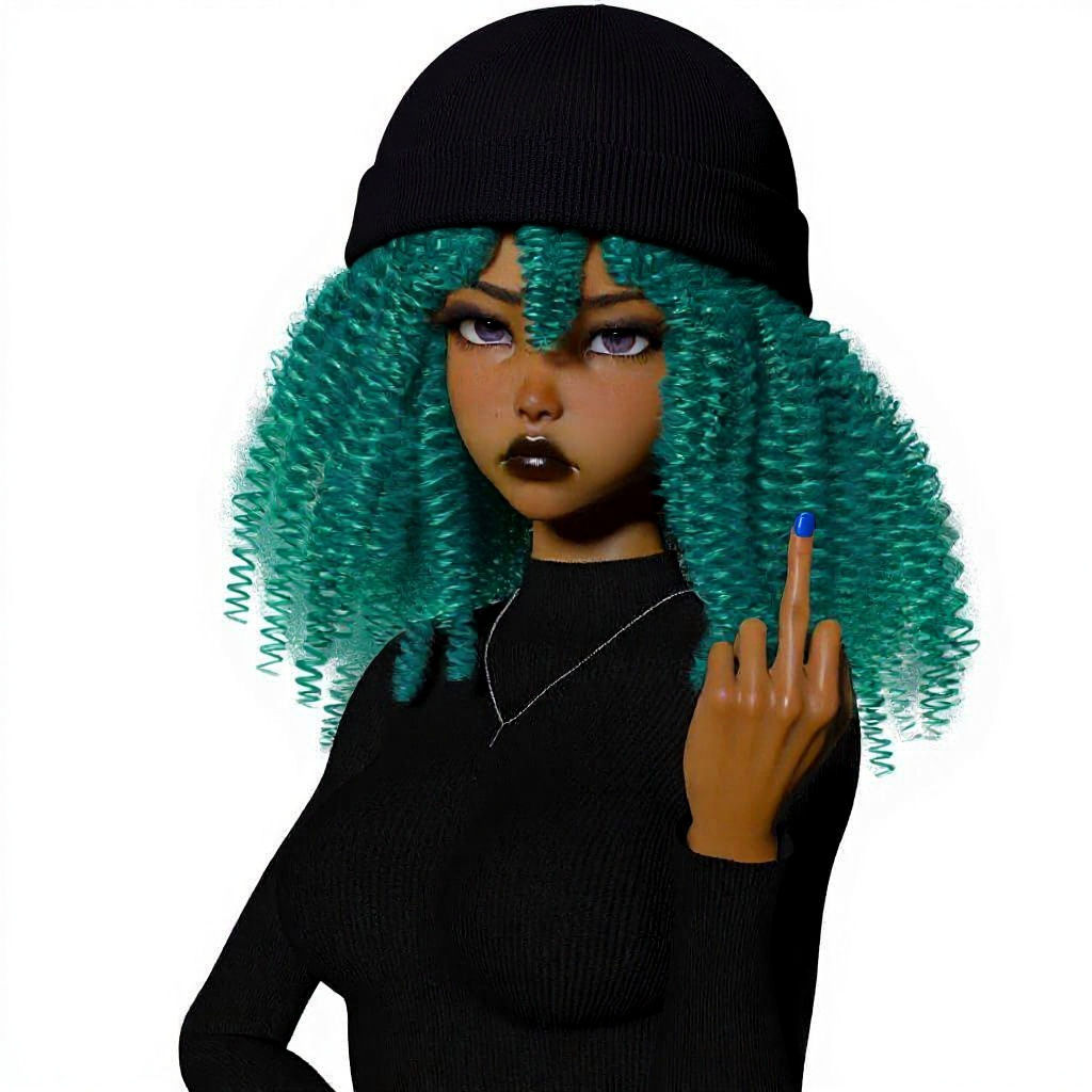 Anime Woman with Middle Finger in 3D