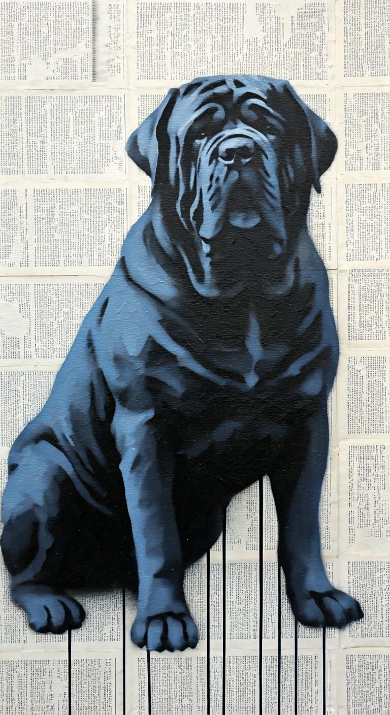 Mastiff Silhouette in Spray Paint Art