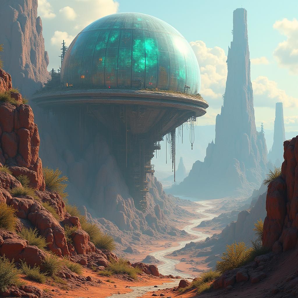 Dystopian City in Bubble on Alien World