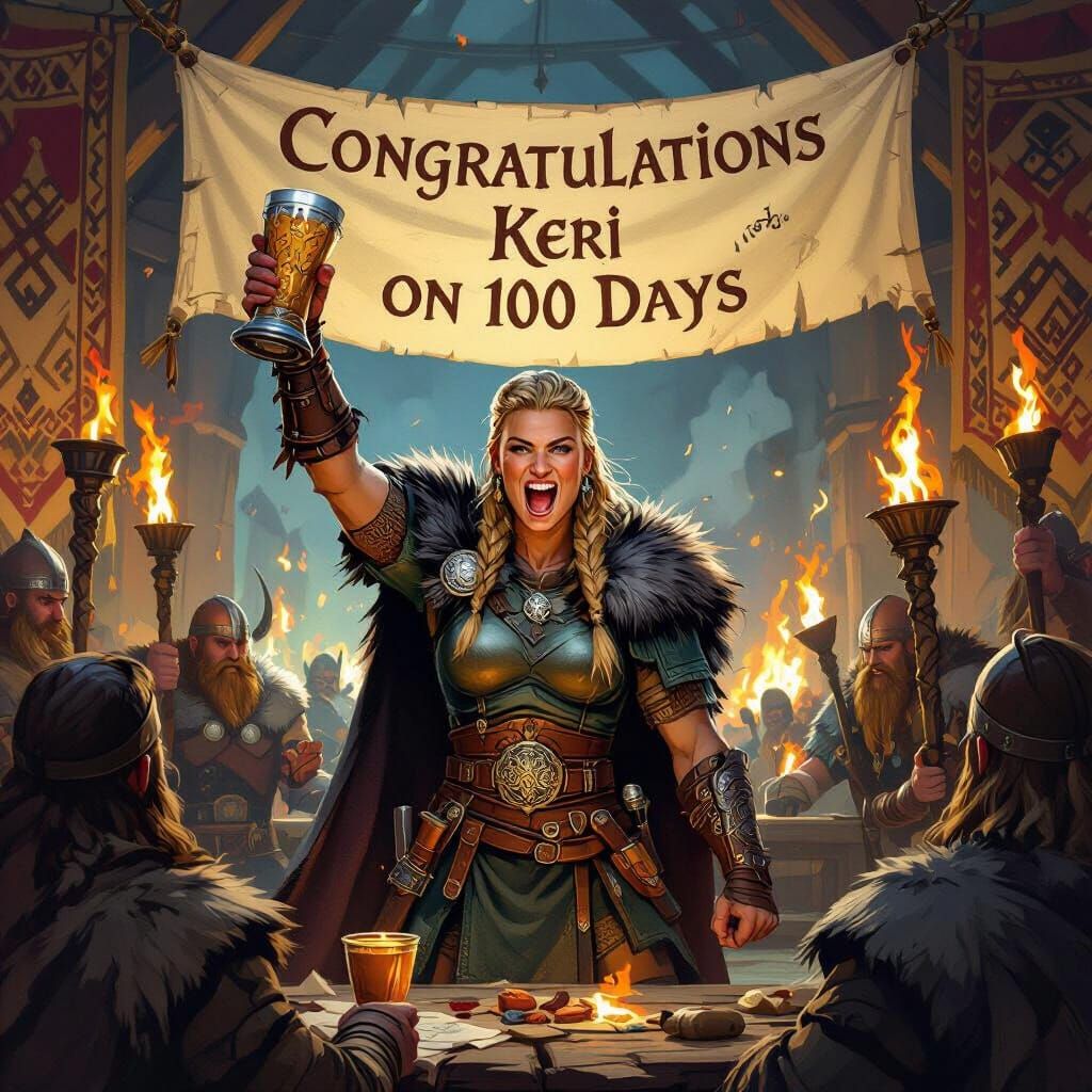 Triumphant Viking Warrior Celebrates Achievement