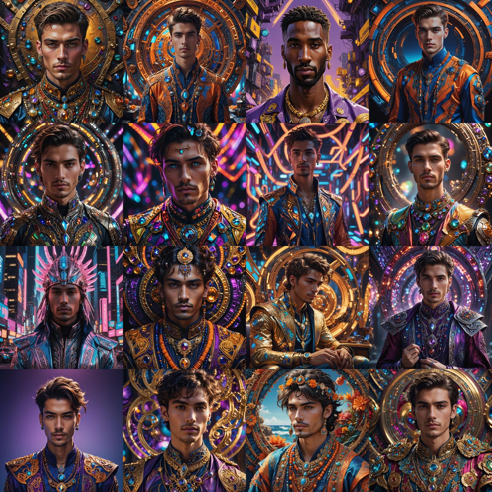 Detailed Portrait of Man with Futuristic Jewelry