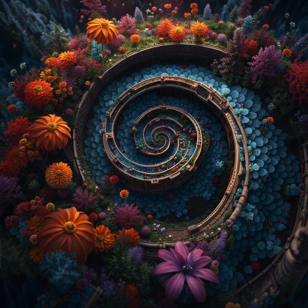 Logarithmic Spiral Flower: Detailed Matte Painting